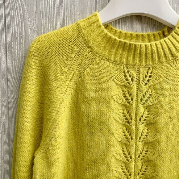 LOFT Petites Yellow Dusty Lemon Pointelle Long Sleeve Sweater XSP NWT - Picture 4 of 7